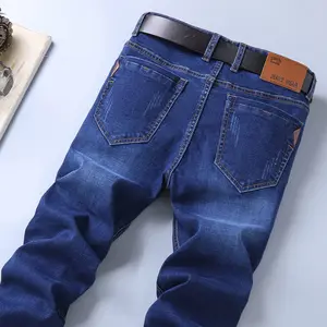 Calças jeans masculinas, de alta qualidade, primavera e outono, stretch, preto, azul, reto, perna, jeans masculino