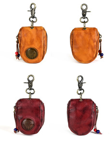 LLavero de Piel de Vaca Auténtica Retro Vintage, Funda de Cuero Curtido con Cremallera, Estilo Vintage, Hecha a Mano, Estilo Indio - Product Image 2