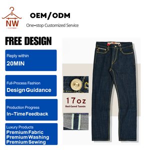 Jeans Invernali da <span class=keywords><strong>Uomo</strong></span> Americani Retrò da 17 oz, Gamba Dritta, Indigo Nostalgico, Versatili, Originali, Casual, in Denim Selvedge Spesso di Alta Qualità - Product Image 2