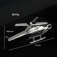 Breloque hélicoptère à rotor rotatif 3D en alliage de zinc argenté antique, pendentif aviation pour porte-clés de pilote, souvenir