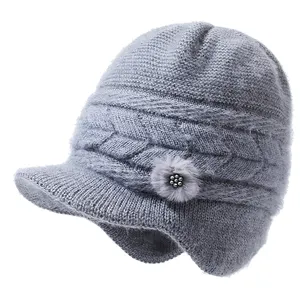 Custom Winter Ladies Beanie Hats Women Stylish Wool Hats Thickened Knitted Cap