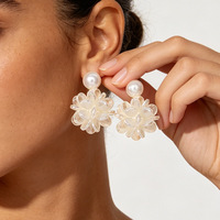 Pendientes de Plástico con Hortensias, Estilo Mori, Etéreos, Hechos a Mano, Inspirados en Diseñadores, Dulces y Delicados, Joyería de Yiwu