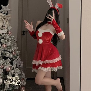 Set di Lingerie Sexy con Bretelle a Tema Coniglietta per Capodanno, <span class=keywords><strong>Costume</strong></span> <span class=keywords><strong>da</strong></span> <span class=keywords><strong>Cameriera</strong></span> in Peluche con Abiti Eleganti, Uniforme Aderente - Product Image 1