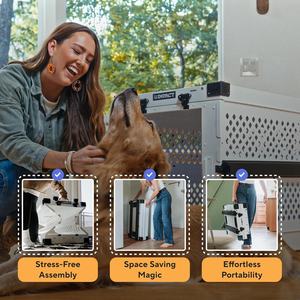 כלוב כלבים מתקפל ועמיד במיוחד, עשוי אלומיניום מצופה אבקה ידידותי לסביבה, מתאים לכלבים גדולים - Product Image 4