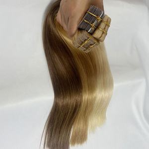 Extensions de cheveux humains vierges russes lisses et alignées, couleur personnalisée en gros, extensions de cheveux à bande adhésive Remy, cuticule de cheveux naturels, qualité 12A, non traitées - Product Image 5