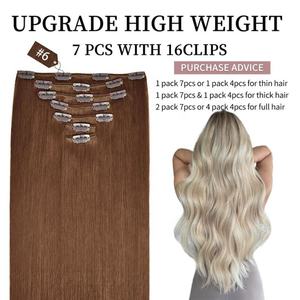 Extensions de cheveux vierges à clips sans couture, cheveux Remy naturels chinois invisibles, 100% cheveux humains, toutes les couleurs - Product Image 2