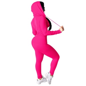 2025 Autumn Sports Women's Two-Piece <b>Set</b> <b>Sexy</b> Casual Solid Color Long Sleeve Zipper Hooded Knitting - Product Image 4