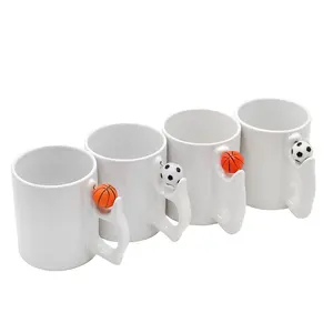 Customize Logo Ceramic Mug Tea Cups DIY Photo Print Sublimation Blank  Coffee Mug With Bastketball Football Handle Cup