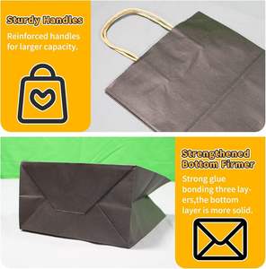 Sacs en papier noir personnalisés de haute qualité, imprimés sur mesure, certifiés écologiques, pour l'emballage de produits de boulangerie et de vêtements - Product Image 5