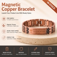 Bracelet magnétique en cuivre pur pour thérapie magnétique, double rangée, plaque croisée, style vintage, vente en gros, cadeau personnalisé