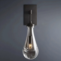 Applique murale LED de luxe moderne américaine, style rénovation, corps en cuivre, cristal goutte d'eau, pour salon, style minimaliste