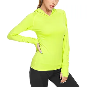 Custom Blank Lightweight 4-Way Stretch Hooded Rash Guard UV Protection MMA Hoodie Shirt For Women