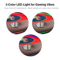 Table de poker LED ronde professionnelle Coolstar OEM/ODM de 48 pouces, design Coolstar, porte-gobelets en métal, pieds à roulettes pour lieux de jeux