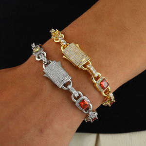 Bespoke ODM Vibrant Spectrum Micro <b>Set</b> Moissanite Bracelets S925 Silver Heavy Gold Bonded Iced Out Hip Hop Fine Jewelry Supplier - Product Image 2
