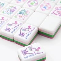 Jeu de Mahjong Chinois Personnalisé avec Tuiles en Acrylique Rose, Écologique, Style Américain Moderne, Motif Floral Élégant, Kit de Jeu pour Fêtes à Domicile