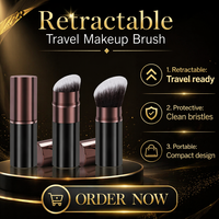 Lot de 2 pinceaux de maquillage Kabuki rétractables, pinceaux cosmétiques de voyage pour fond de teint liquide, blush, poudre libre