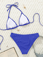 Produits tendance : Maillot de bain femme à pois, ensemble bikini dos nu, maillot de bain deux pièces, logo personnalisé, tenue de plage