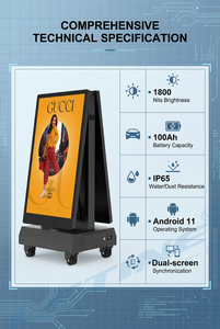 Reproductor <span class=keywords><strong>de</strong></span> Publicidad Inalámbrico para Exteriores <span class=keywords><strong>de</strong></span> Doble Cara, Pantalla <span class=keywords><strong>de</strong></span> Alto Brillo <span class=keywords><strong>de</strong></span> 43 Pulgadas, Resistente al Agua IP65, con Batería Portátil - Product Image 6