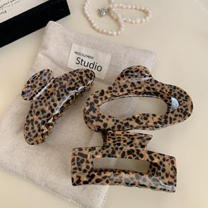 千金カスタムロゴアセテートヘアクロウクリップ、レオパード柄ヘアアクセサリーセット、厚手アセテートヘアクリップ - Product Image 3