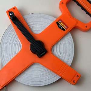 Pita Ukur Fiberglass 100M, Bingkai Genggam, Tahan Lama, Dapat Ditarik Ulang, Alat Pengukur Jarak Jauh dengan Bilah Baja Karbon - Product Image 6