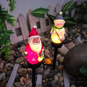 Luces Solares de Jardín de Resina con Forma de Santa Claus y Muñeco de Nieve, Decoración de Patio Exterior con Energía Solar, Resistentes al Agua, Autoportantes - Product Image 3