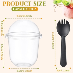 12oz 14oz cốc nhựa dùng một lần Mini rõ ràng Takeaway PP Pet ly kem sữa chua sinh tố nhựa tráng miệng ly có nắp đậy - Product Image 4