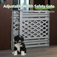 Barrière de sécurité pour animaux de compagnie en plastique, extensible, à fixation par pression, pour portes et escaliers, fabriquée par USMILEPET