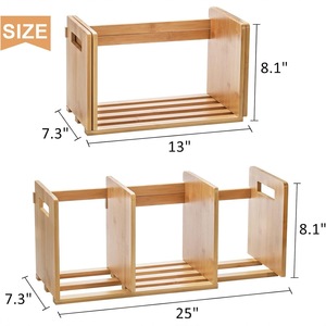 Estantería Extensible de Bambú para Escritorio, Organizador de Oficina Ajustable, Tipo Vertical, Rectangular, 1er Piso - Product Image 5