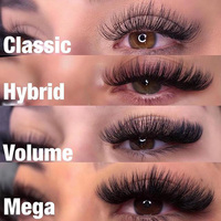 Extensions de cils individuelles Veyelash Premium en faux vison, faites à la main, double bouclage chauffé, style naturel, longues, mates et épaisses