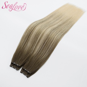 Cheveux vierges bruts ultra fins, plats et sans couture # 3 # Extensions de cheveux PU 24 Shadow Root 100g Genius Wefts 22 pouces - Product Image 3