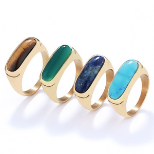 Cincin Pria TG Fashion Minimalis Biru Langit Cincin Baja Tahan Karat Berhiaskan Batu Permata Tahan Air Tidak Luntur Cincin Ukiran Punk untuk Pria - Product Image 1