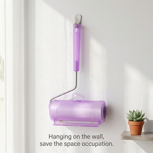 Rouleau adhésif manuel en gros pour nettoyage de sols, élimination des poils et des peluches, facile à dérouler, avec couvercle et poignée métallique - Product Image 2