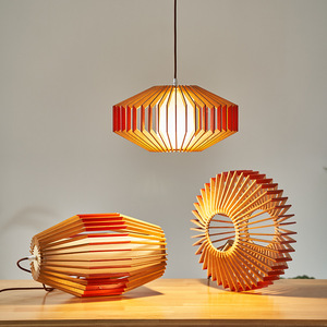 Lampe suspendue carrée en bois massif E27 LED pour salon de thé, restaurant, hôtel, éclairage d'entrée - Product Image 5