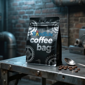 Custom Printed Blue Aluminum Foil Coffee <b>Bean</b> <b>Bag</b> Resealable Flat Bottom <b>Bag</b> Plastic Packaging Zipper Coffee <b>Bag</b> - Product Image 6