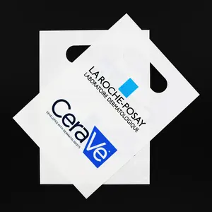 Sacola de compras plástica com alça para mercadorias HDPE LDPE personalizada com logotipo impresso personalizado de fábrica por atacado