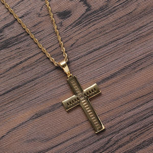 Collana con Pendente a Croce Cattolica con Zirconi Incastonati in Acciaio Inox 316 Placcato Oro 18K PVD Gioielli Raffinati per Donne e Uomini <span class=keywords><strong>2026</strong></span> - Product Image 5