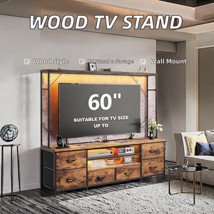Soporte de <span class=keywords><strong>TV</strong></span> Inteligente Ajustable de Madera con Función de Almacenamiento para Televisores de <span class=keywords><strong>65</strong></span> <span class=keywords><strong>Pulgadas</strong></span> o Más, <span class=keywords><strong>Mueble</strong></span> Moderno de Lujo para Sala de Estar - Product Image 3