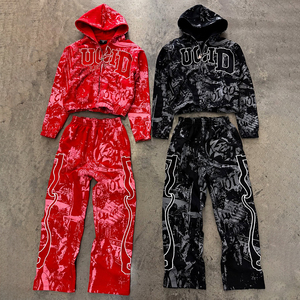 Tùy Chỉnh Thư Thêu Logo Ngụy Trang In Chất Lượng Cao Nặng 360 GSM 100% Cotton Ngoài Trời Chạy Bộ Dây Kéo Tracksuit - Product Image 6