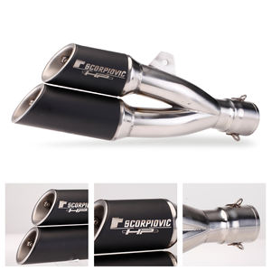 51MM moto <span class=keywords><strong>silencieux</strong></span> d'échappement sans lacet moteur Scooter échappement en acier inoxydable double sortie <span class=keywords><strong>silencieux</strong></span> pour Cbr650 <span class=keywords><strong>Mt07</strong></span> Mt03 Cm300 - Product Image 4