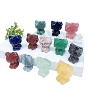 Cute Hello Kitty <span class=keywords><strong>Cat</strong></span> Crystal Carving Semi <span class=keywords><strong>Precious</strong></span> Gemstone Crystal Crafts intagliato a mano KT <span class=keywords><strong>Cat</strong></span> per la decorazione - Product Image 1
