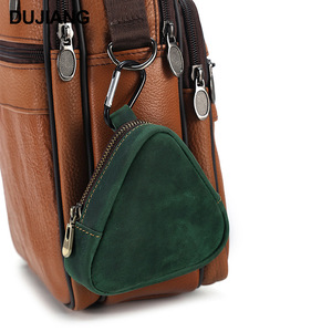 Dujiang Unisex Cowhide Coin <b>Purse</b> Mini With Zipper Compact Key Pouch Solid Color Everyday Use - Product Image 2