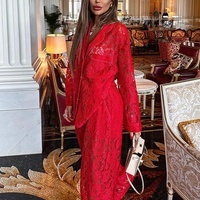 Ensemble Pantalon Jorden Costumes Femme Couple Kurta Nouvelle Arrivée Dentelle Transparente Deux Pièces Sexy Tendance Chemisier Col Montant Pantalon Long