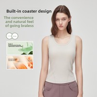 Débardeur de sport sans dos et sans bretelles avec soutien-gorge rembourré intégré, en tissu Dobby de coton côtelé, polyvalent, col rond, qui flattere la silhouette