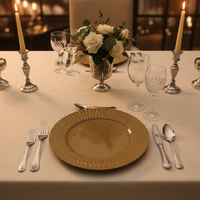 Assiettes de présentation de luxe en PP de 13 pouces, dorées, à motif personnalisé, durables et réutilisables pour mariages, anniversaires, fêtes nuptiales et événements