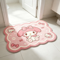 Tapis de bain personnalisé Hello Kitty, dessin animé, antidérapant, absorbant, avec support en mousse à mémoire de forme, facile à nettoyer, forme de vague, tapis de sol pour salle de bain