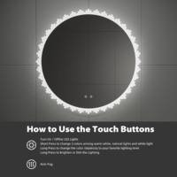 Capteur intelligent de contrôle d'écran tactile anti-buée irrégulier 800mm avec miroir de salle de bain éclairé par cercle Led réglable rond