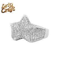 Anillo de Estrella de Cinco Puntas de Oro de 14K con Incrustaciones de Diamantes y Circonitas, Estilo Hip-Hop, para Hombre y Mujer