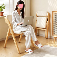 Chaise de salle à manger pliable en bois massif de style nordique avec dossier, design gain de place pour la maison, le bureau et les salles de conférence