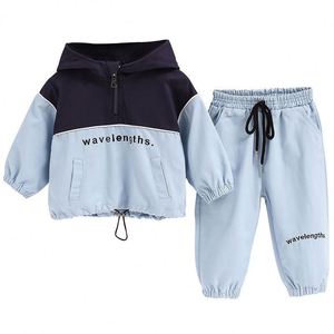 Conjuntos de Ropa para Niños Otoño Invierno, Chaqueta Cálida de Manga Larga con Combinación de Colores + Pantalones con Cordón para Niños - Product Image 1