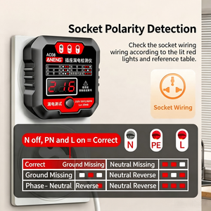 Aneng House-Service Digital Socket Tester Voltage Leakage Current Detector Live Neutral Ground Polarity Test Home Electrical - Product Image 2